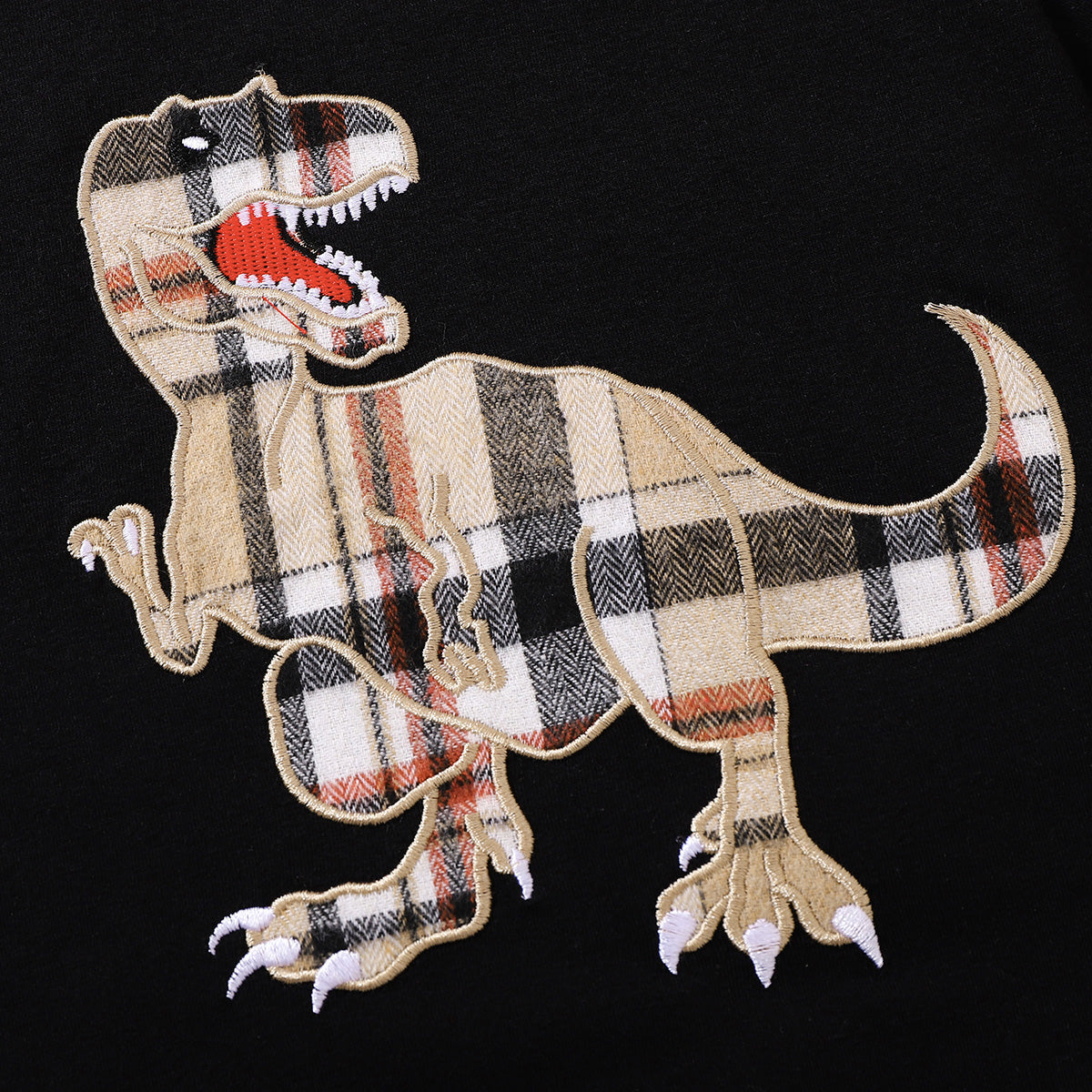 Kids Dinosaur Graphic Tee and Plaid Shorts Set